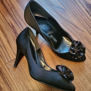 Vintage Black Satin Heel